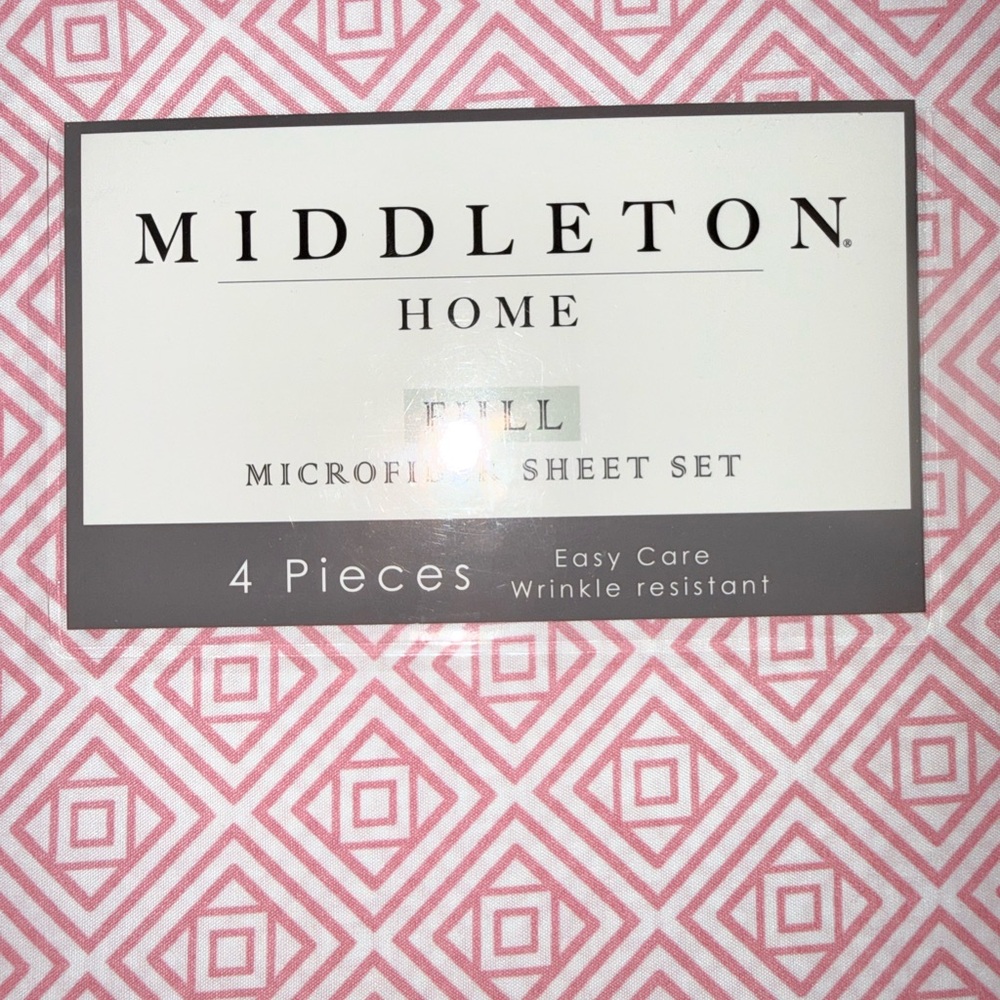 Middleton Home Pink/Coral Geometric Full Sheet Set - Picture 2 of 2
